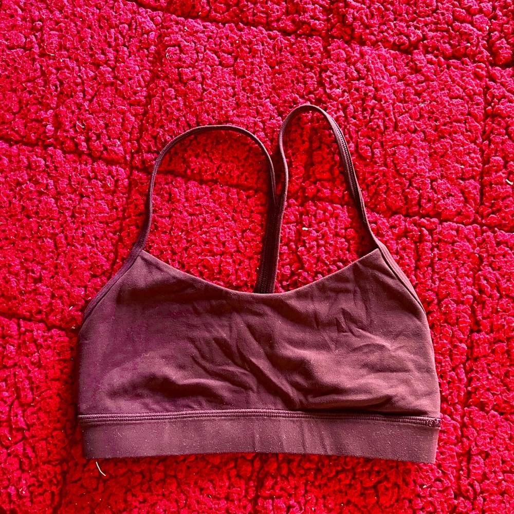 Burgundy Lululemon sports bra.